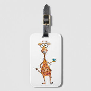 Happy Whimsical Giraffe Drink Kaffee Gepäckanhänger