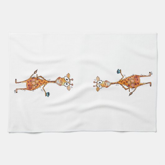 Happy Whimsical Giraffe Drink Kaffee Geschirrtuch (Horizontal)