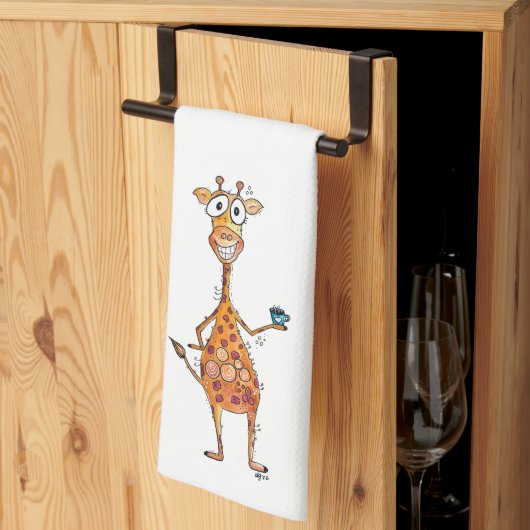 Happy Whimsical Giraffe Drink Kaffee Geschirrtuch (Drittel gefaltet)
