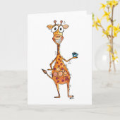 Happy Whimsical Giraffe Drink Kaffee Karte (Gelbe Blume)