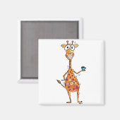 Happy Whimsical Giraffe Drink Kaffee Magnet (Vorderseite/Rückseite)
