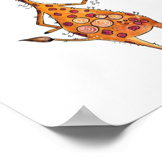 Happy Whimsical Giraffe Drink Kaffee Poster (Ecke)