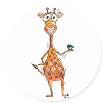 Happy Whimsical Giraffe Drink Kaffee