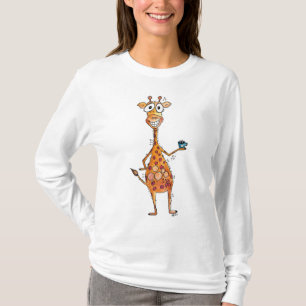 Happy Whimsical Giraffe Drink Kaffee T-Shirt