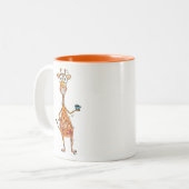 Happy Whimsical Giraffe Drink Kaffee Zweifarbige Tasse (Vorderseite Links)
