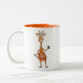 Happy Whimsical Giraffe Drink Kaffee Zweifarbige Tasse (Links)
