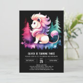 Happy Whimsical Lion Birthday Einladung (Stehend Vorderseite)