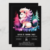 Happy Whimsical Lion Birthday Einladung (Vorne/Hinten)