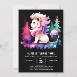 Happy Whimsical Lion Birthday Einladung