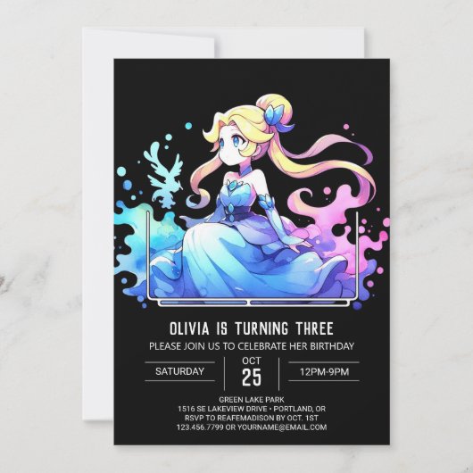 Happy Whimsical Princess Birthday Einladung (Vorderseite)