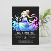 Happy Whimsical Princess Birthday Einladung (Stehend Vorderseite)