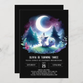 Happy Whimsy Wolf Birthday Einladung (Vorne/Hinten)