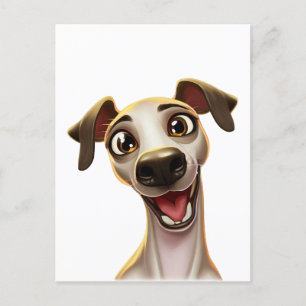 Happy Whippet Cartoon Style Postkarte