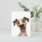 Happy Whippet Cartoon Style Postkarte (Stehend Vorderseite)