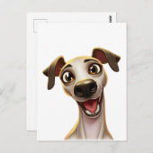 Happy Whippet Cartoon Style Postkarte (Vorne/Hinten)