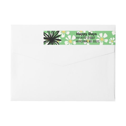 Happy white Blume auf grünem Hintergrund (Rückseite)