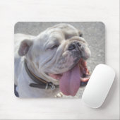 Happy White Bulldog Mousepad (Mit Mouse)
