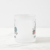 Happy White Cat Knitting Yarn Cute Hobby Drinkware Mattglastasse (Mittel)