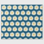 Happy White Daisies Blue Geschenkpapier (Flach)