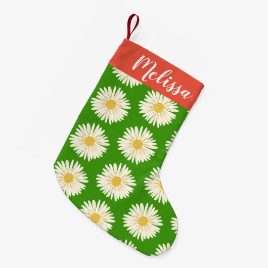 Happy White Daisies Muster CUSTOM Kleiner Weihnachtsstrumpf (Vorderansicht (hängend))