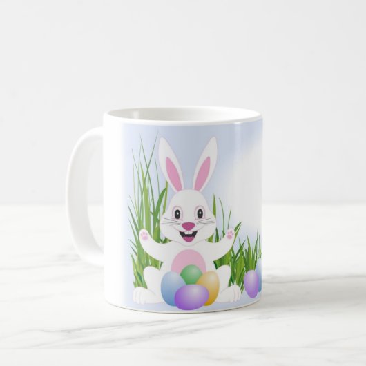 Happy White Kaninchen Kaffeetasse (Vorderseite Links)