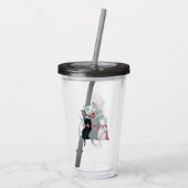 Happy White Mother Cat Three Kätzchen in Pink Bows Acryltrinkbecher (Rückseite)