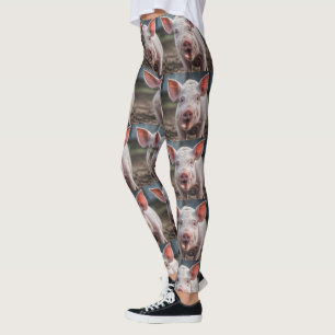 Happy White Pig Tongue Poke, Leggings