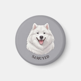 Happy White Samoyed Magnet