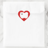 Happy White Spitz Herz-Aufkleber (Tasche)