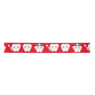 Happy White Teeth on Red Satinband