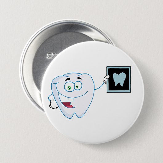 Happy White Tooth Button (Vorne & Hinten)