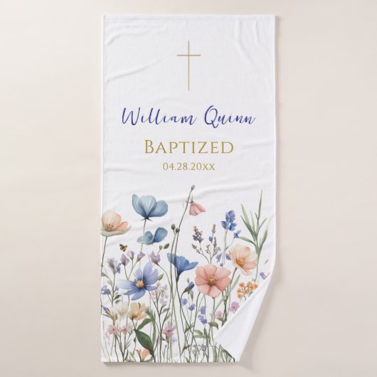 Happy Wildflowers Orthodox Christian Baptism Gift Badehandtuch (Badehandtuch)