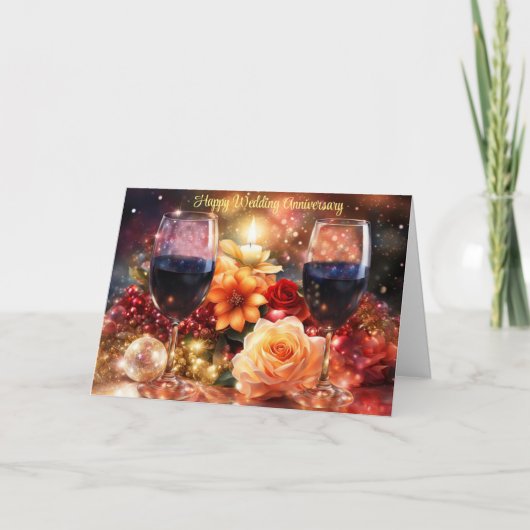 Happy Wine Wedding Jubiläum Schöne Karte (Vorderseite)