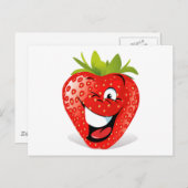 Happy Winking Strawberry Face Postkarte (Vorne/Hinten)
