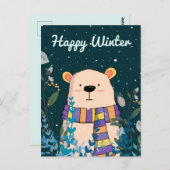 Happy Winter Bear Postkarte (Vorne/Hinten)