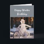 Happy Winter Geburtstag Spaß Funny Snowman Karte<br><div class="desc">Happy Winter Geburtstag Spaß Funny Frozen Snowman</div>