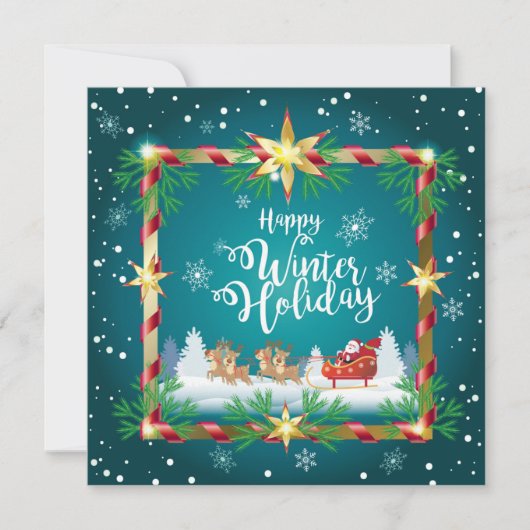 Happy Winter Holiday mit Santa Vintag Card (Vorderseite)