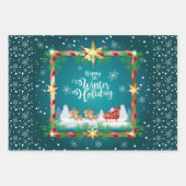Happy Winter Holiday Snowy Fairy Tale with Santa Geschenkpapier Set (Vorderseite)