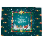 Happy Winter Holiday Snowy Fairy Tale with Santa Große Geschenktüte (Rückseite)