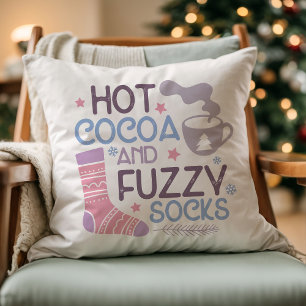 Happy Winter Hot Kakao und Fuzzy Socks Kissen