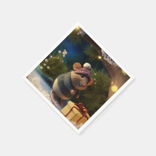 Happy Winter Mouse mit aktuellen Paper Tellern Serviette (Ecke)