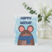 Happy Winter Mouse Postcard Feiertagspostkarte (Stehend Vorderseite)