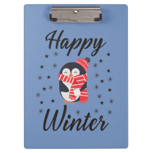 Happy Winter, Niedliche Pinguin-Zwischenablage Klemmbrett
