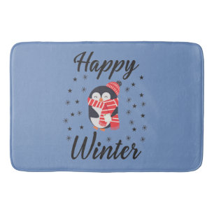Happy Winter, Niedlicher Pinguin Badematte