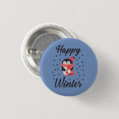 Happy Winter, Niedlicher Pinguin Button (Vorne & Hinten)