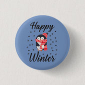 Happy Winter, Niedlicher Pinguin Button (Vorderseite)