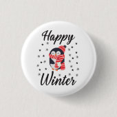 Happy Winter, Niedlicher Pinguin Button (Vorderseite)