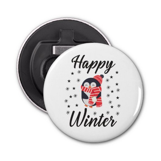 Happy Winter, Niedlicher Pinguin Flaschenöffner (Vorderseite)