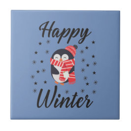 Happy Winter, Niedlicher Pinguin Fliese