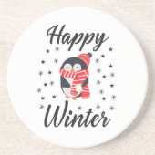 Happy Winter, Niedlicher Pinguin Getränkeuntersetzer (Vorne)